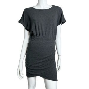 🤑 4/$24 Raw Edge Crew Neck Short Sleeve Grey Mini Tee Shirt Dress